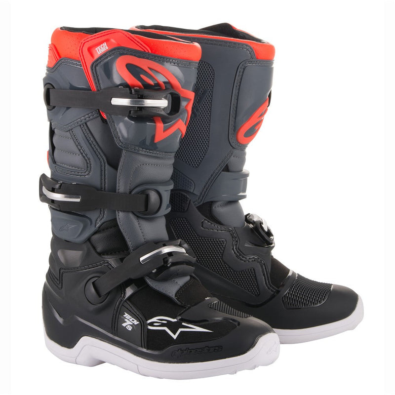 Load image into Gallery viewer, Alpinestars Tech-7S MX Boots Black/Dark Gray/Red Fluoro
