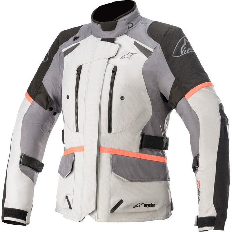 Load image into Gallery viewer, Alpinestars Stella Andes v3 Drystar Jacket Ice Gray/Dark Gray/Coral
