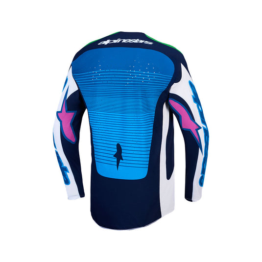 Alpinestars Techstar Maven Jersey White/Blithe Blue/Green Fluoro