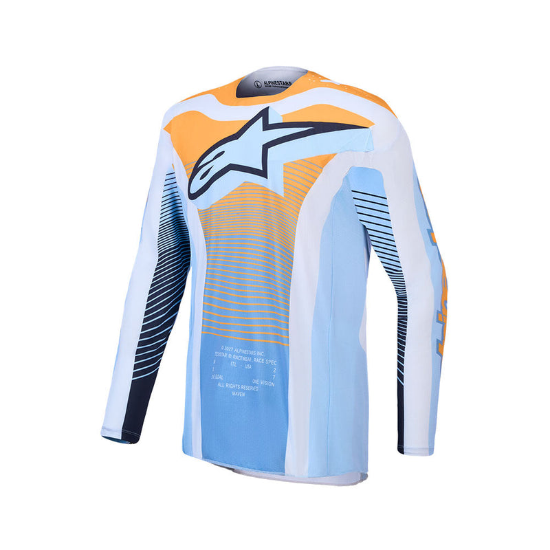 Load image into Gallery viewer, Alpinestars Techstar Maven Jersey Dust Blue/Tangerine/Black
