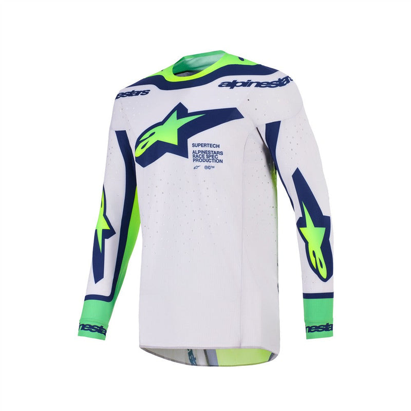 Load image into Gallery viewer, Alpinestars Supertech Vista Jersey Light Gray/Yellow Fluoro/Blue
