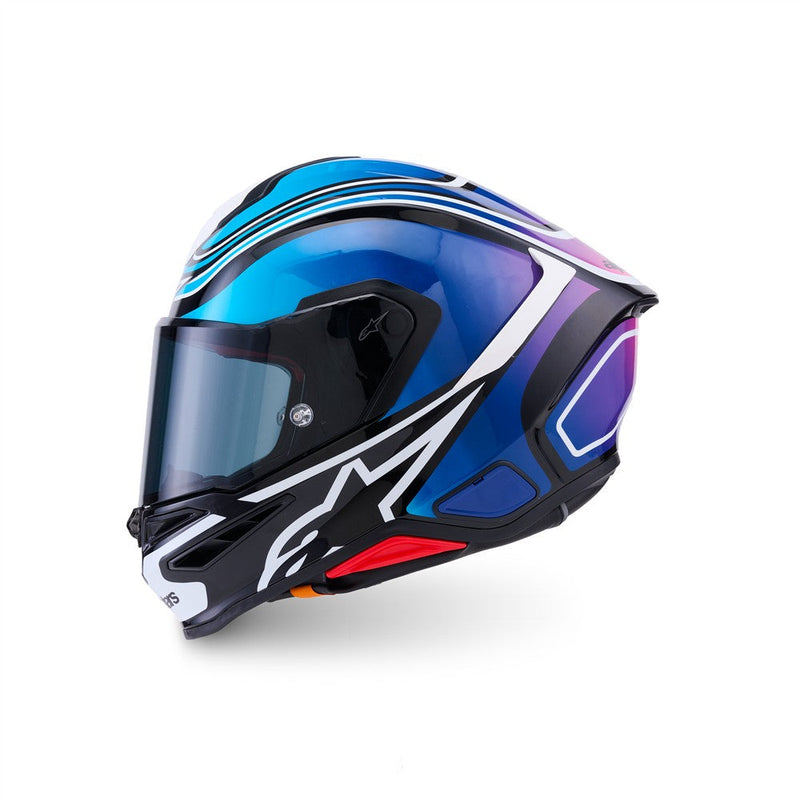 Load image into Gallery viewer, Alpinestars Supertech R7 Helmet Zeal Black/Blue/Pink Fluoro/White Gloss

