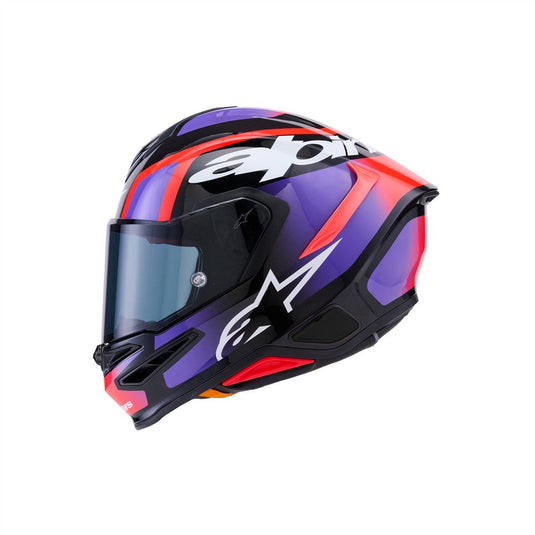 Alpinestars Supertech R7 Helmet Lumen Black/Purple/Red Fluoro/White Gloss