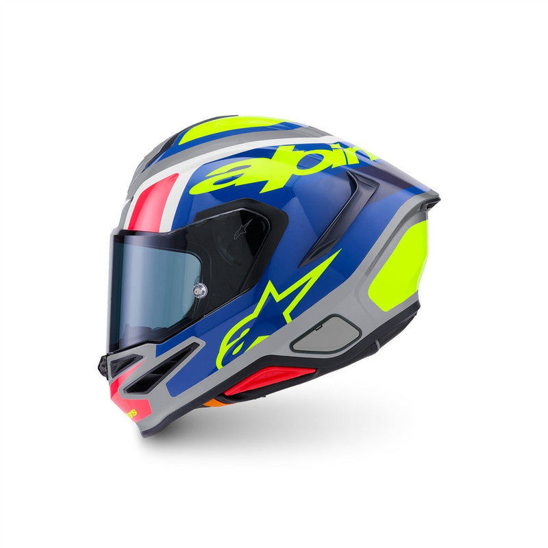 Load image into Gallery viewer, Alpinestars Supertech R7 Helmet Lumen Silver/Blue/Pink/Yellow Fluoro
