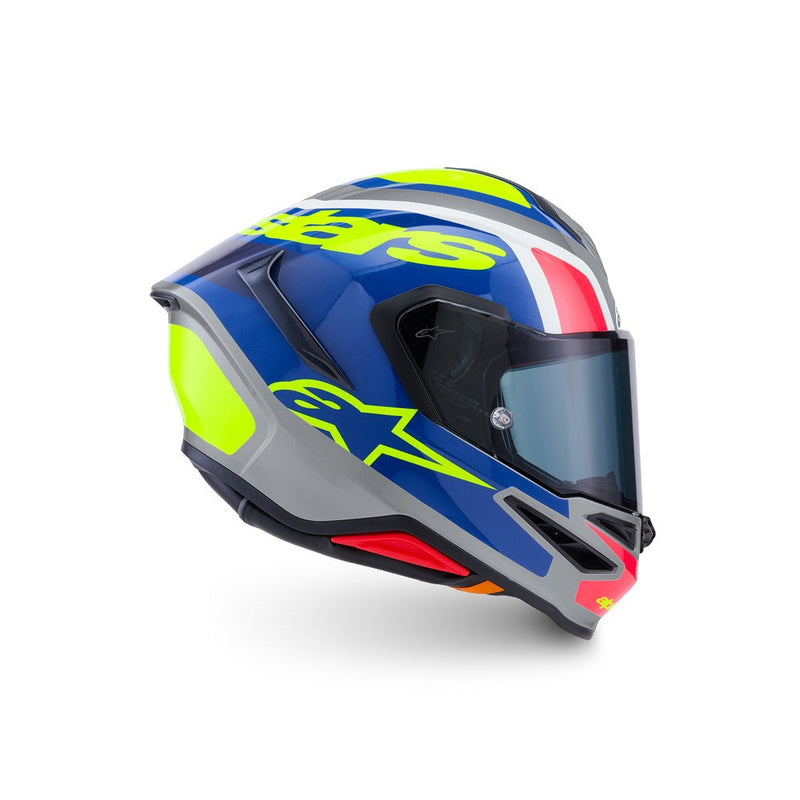 Load image into Gallery viewer, Alpinestars Supertech R7 Helmet Lumen Silver/Blue/Pink/Yellow Fluoro
