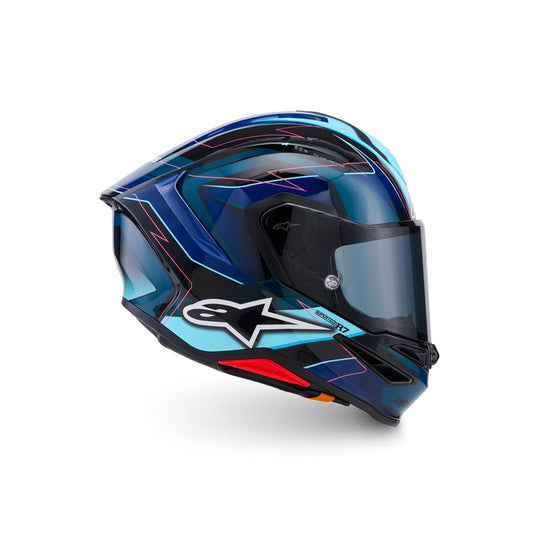 Alpinestars Supertech R7 Helmet Kinetis Black/Blue/Pink Fluoro/White Gloss