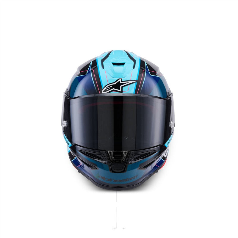 Load image into Gallery viewer, Alpinestars Supertech R7 Helmet Kinetis Black/Blue/Pink Fluoro/White Gloss
