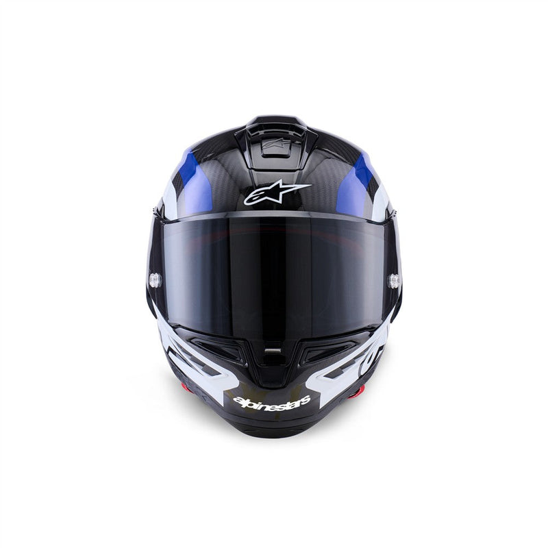 Load image into Gallery viewer, Alpinestars Supertech R10 Helmet Arius Black/White/Blue Gloss
