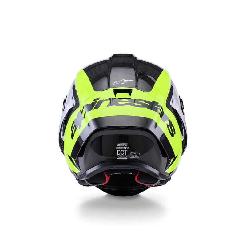 Load image into Gallery viewer, Alpinestars Supertech R10 Helmet Arius Black/Silver/Yellow Fluoro Gloss
