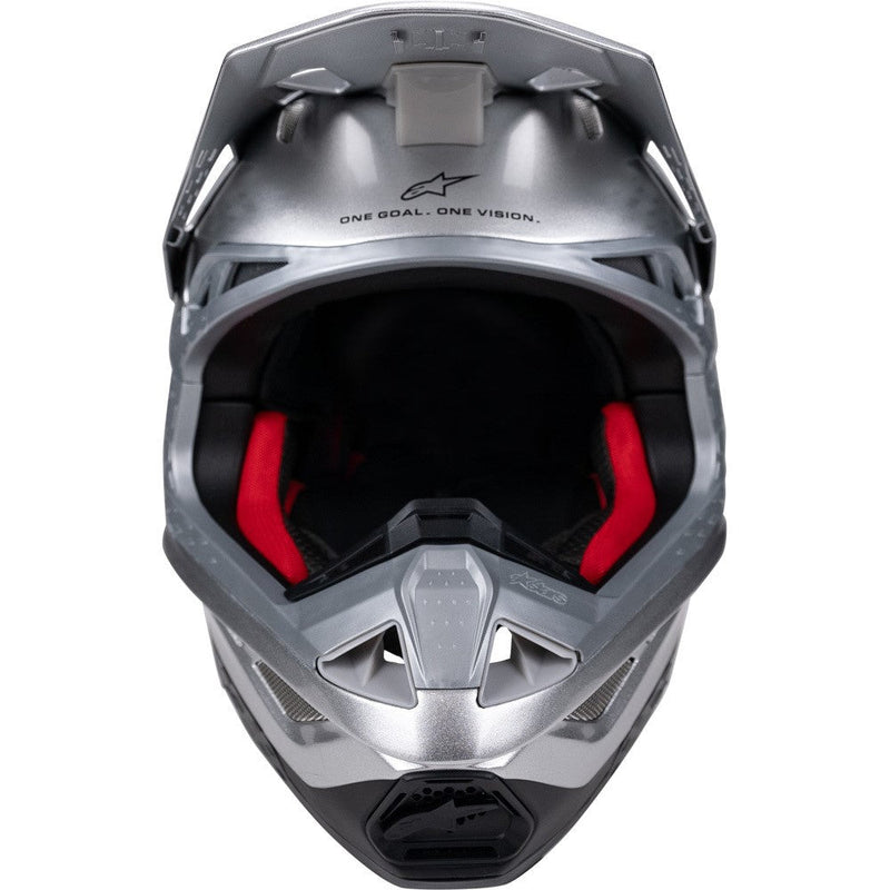 Load image into Gallery viewer, Alpinestars Supertech S-M10 Helmet Flood Silver/Black/Orange Fluoro Matte/Gloss
