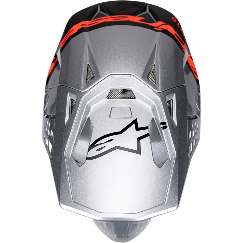 Load image into Gallery viewer, Alpinestars Supertech S-M10 Helmet Flood Silver/Black/Orange Fluoro Matte/Gloss
