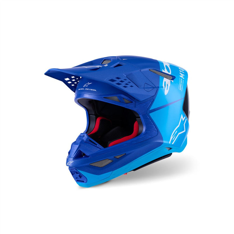 Load image into Gallery viewer, Alpinestars Supertech S-M10 Flood Helmet Metallic Blue/Medium Blue/Black Carbon Matte/Gloss
