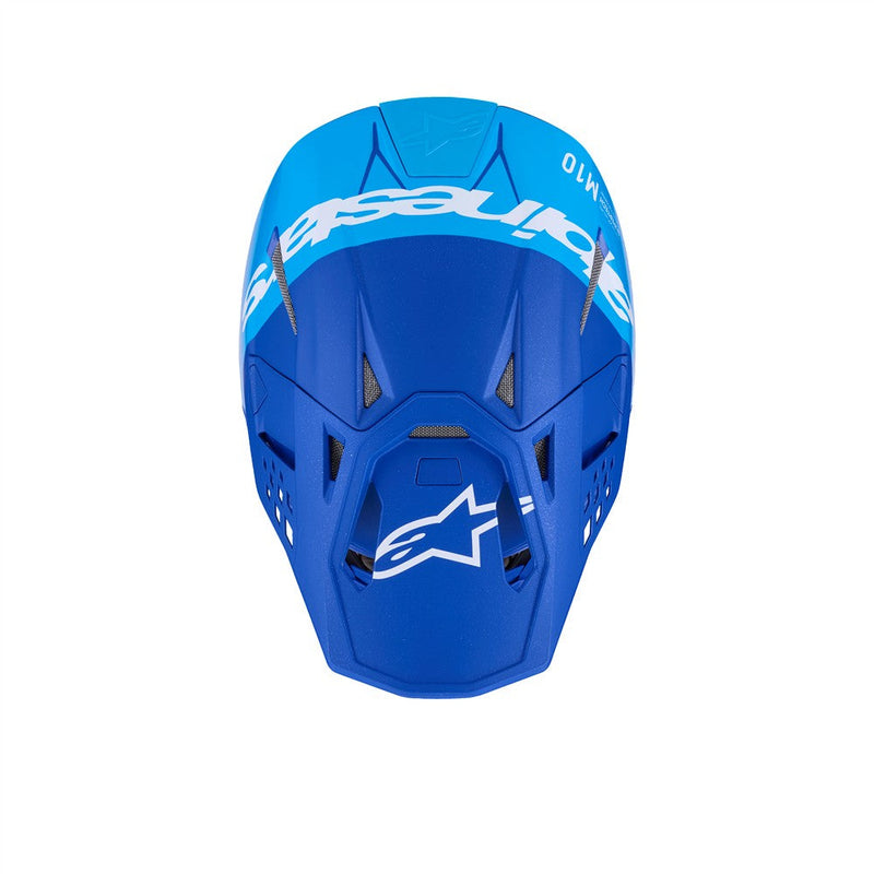 Load image into Gallery viewer, Alpinestars Supertech S-M10 Flood Helmet Metallic Blue/Medium Blue/Black Carbon Matte/Gloss
