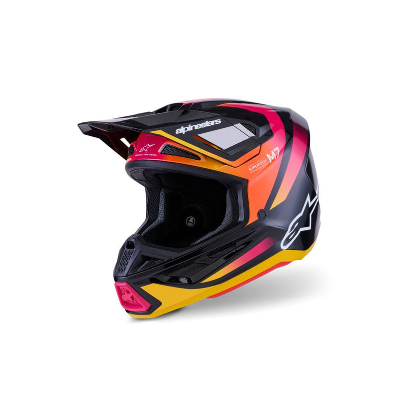 Load image into Gallery viewer, Alpinestars S-M7 Rise Helmet Black/Yellow Fluoro/Pink Gloss
