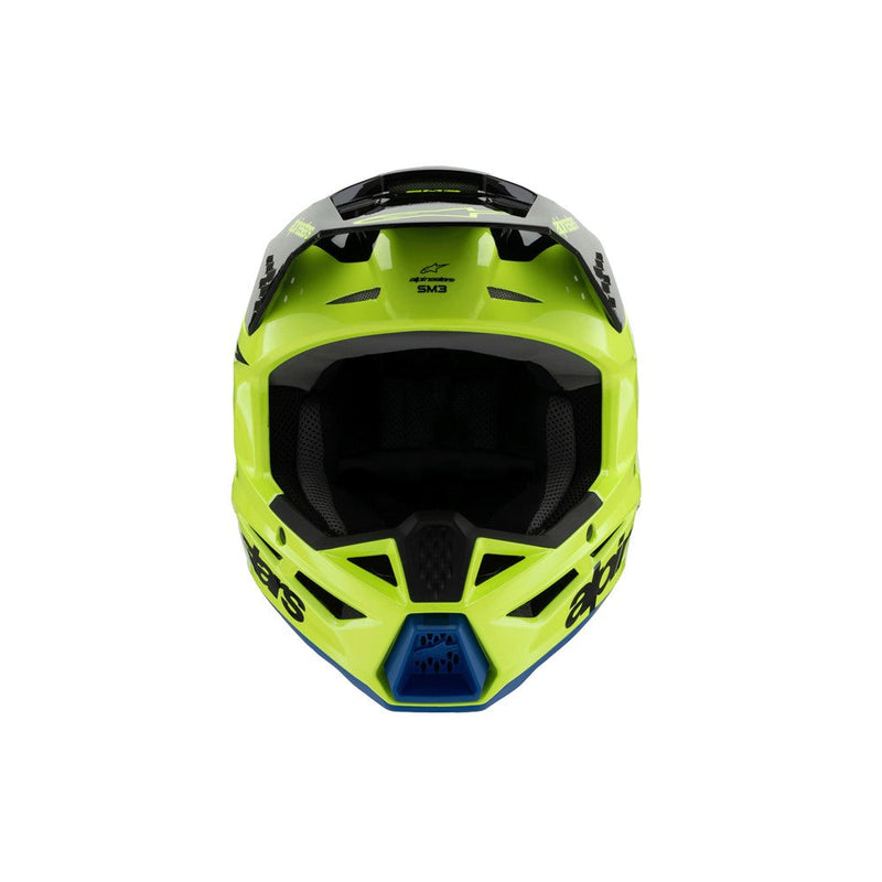 Load image into Gallery viewer, Alpinestars -M3 Youth Helmet Radium Yellow Fluoro/Black/Blue Gloss
