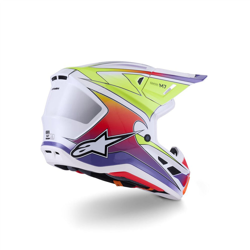 Load image into Gallery viewer, Alpinestars S-M7 Fuse Helmet White/Yellow Fluoro/Purple Gloss
