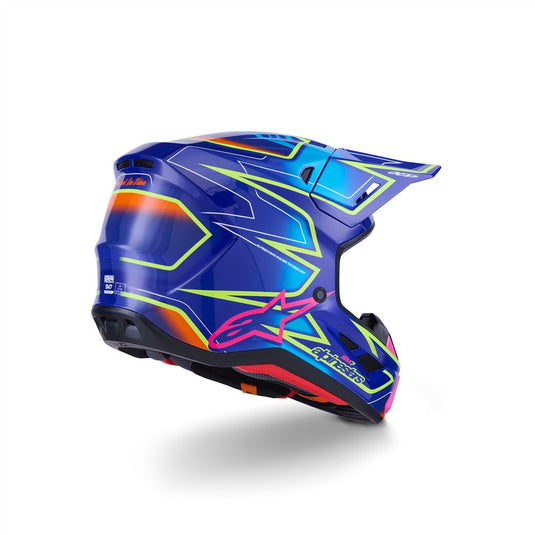 Alpinestars S-M7 Cast Helmet Blue/Pink/Yellow Fluoro Gloss