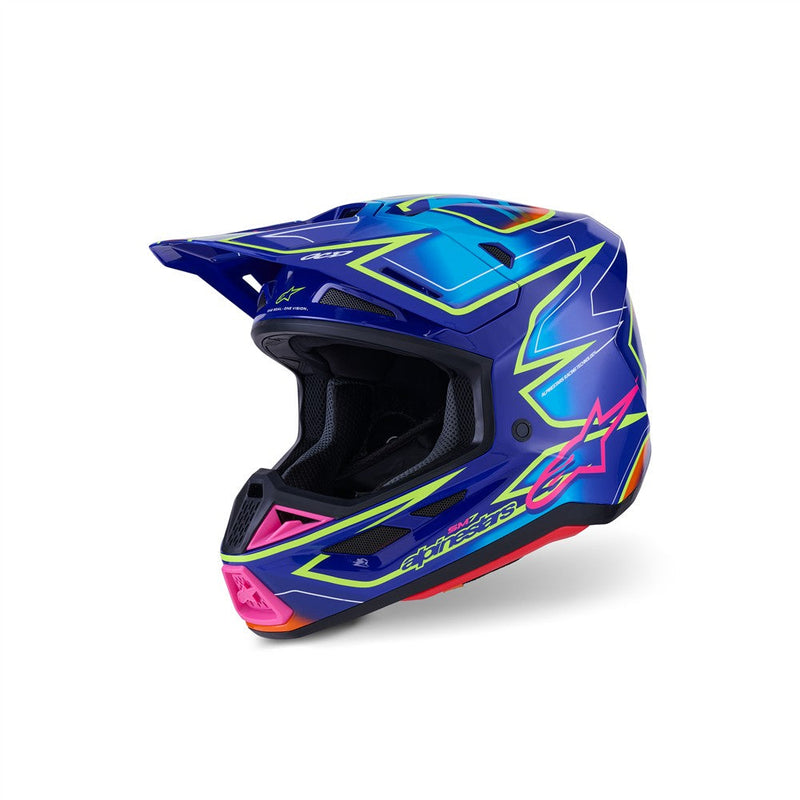 Load image into Gallery viewer, Alpinestars S-M7 Cast Helmet Blue/Pink/Yellow Fluoro Gloss
