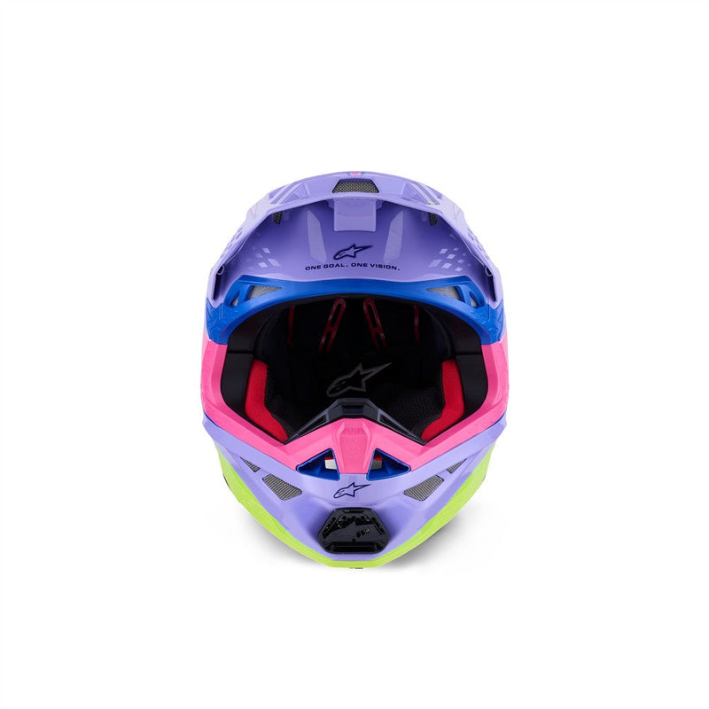 Load image into Gallery viewer, Alpinestars Supertech S-M10 Helmet Jett Lawrence Purple/Pink Fluoro/Yellow Fluoro Gloss
