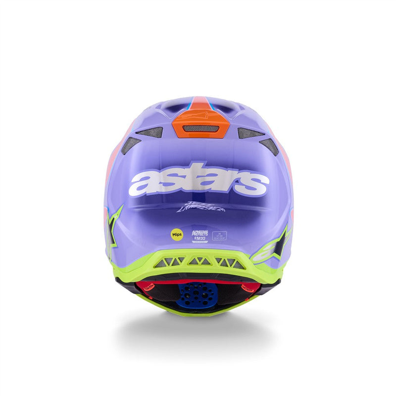 Load image into Gallery viewer, Alpinestars Supertech S-M10 Helmet Jett Lawrence Purple/Pink Fluoro/Yellow Fluoro Gloss
