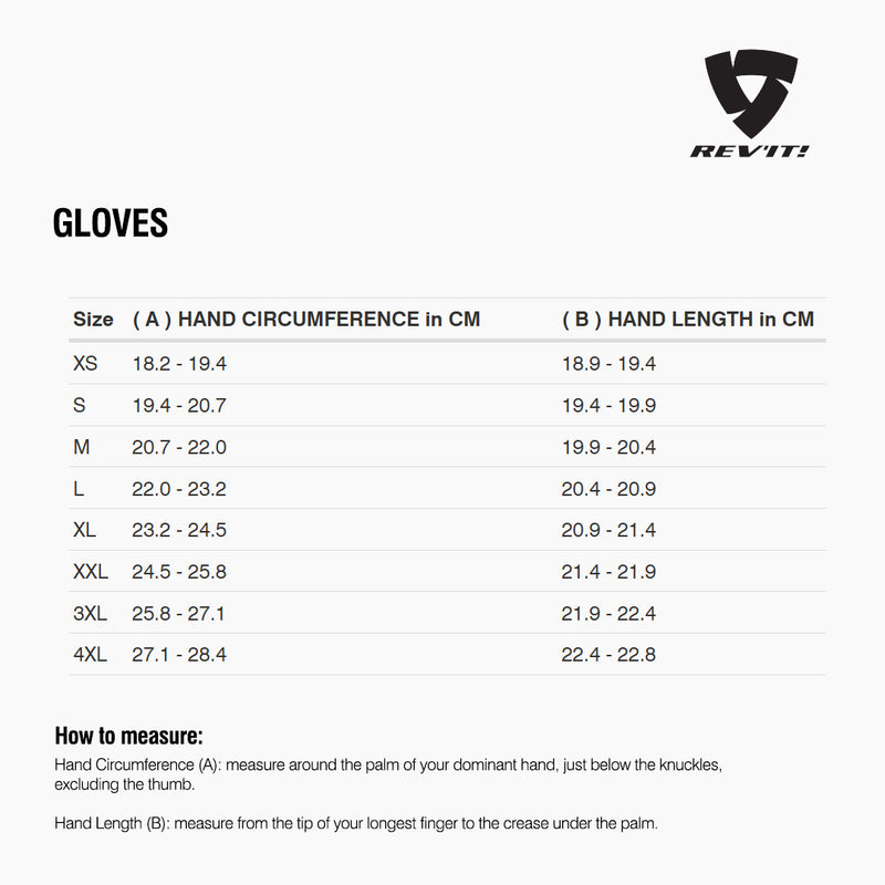 Load image into Gallery viewer, Size chart for REVIT Gloves - Mens
