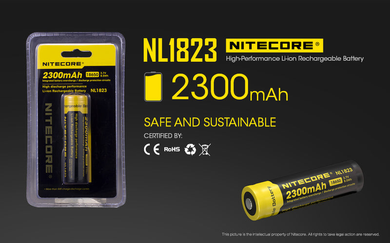 Load image into Gallery viewer, NITECORE LI-ION RECHARGEABLE BATTERY 18650 (3.7v / 2300mAh)
