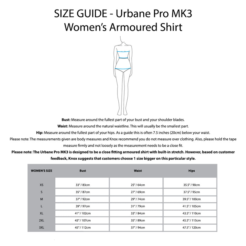 Load image into Gallery viewer, KNOX Size Chart - Urbane Pro MK3 Women's Shirt
