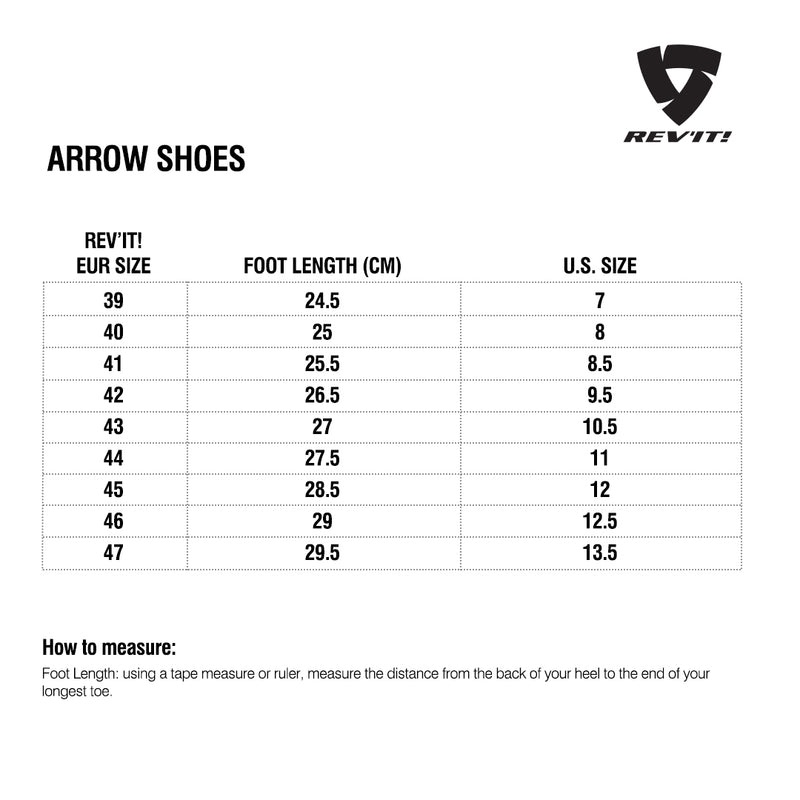 Load image into Gallery viewer, Size chart for REVIT Arrow Shoes
