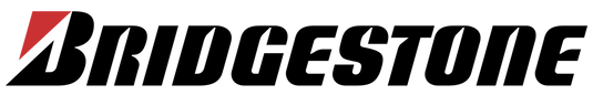 Bridgestone logo in black with a red and black chevron mark on a plain white background.