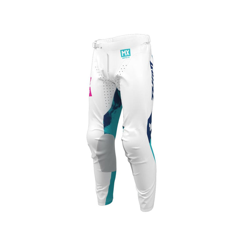 Load image into Gallery viewer, THOR MX PANT YOUTH LAUNCHMODE BLEACH WHIT/AQA

