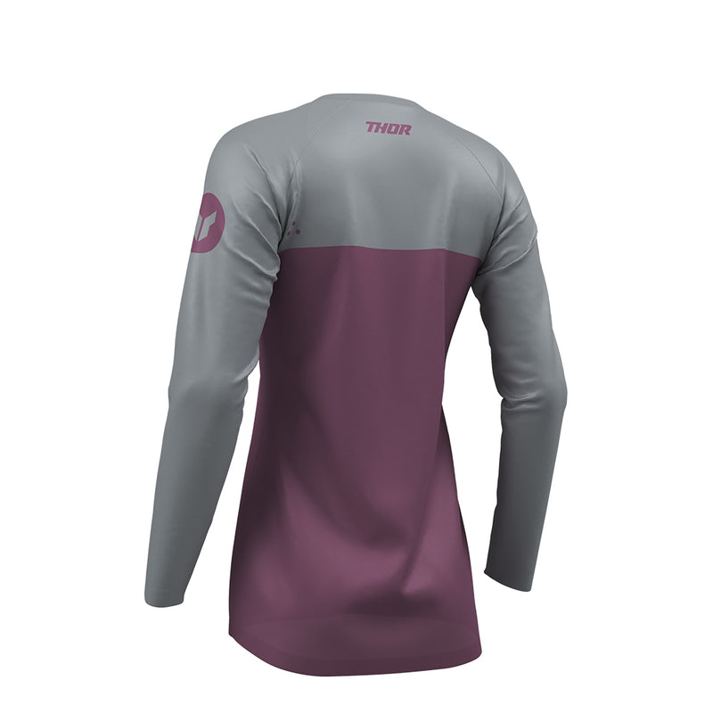 Load image into Gallery viewer, THOR JERSEY WOMENS RIDEMODE MENACE PUR/GRAY
