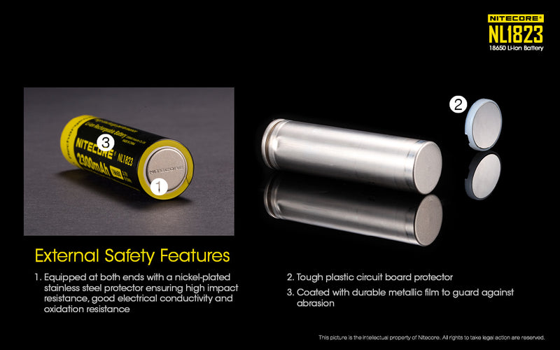 Load image into Gallery viewer, NITECORE LI-ION RECHARGEABLE BATTERY 18650 (3.7v / 2300mAh)
