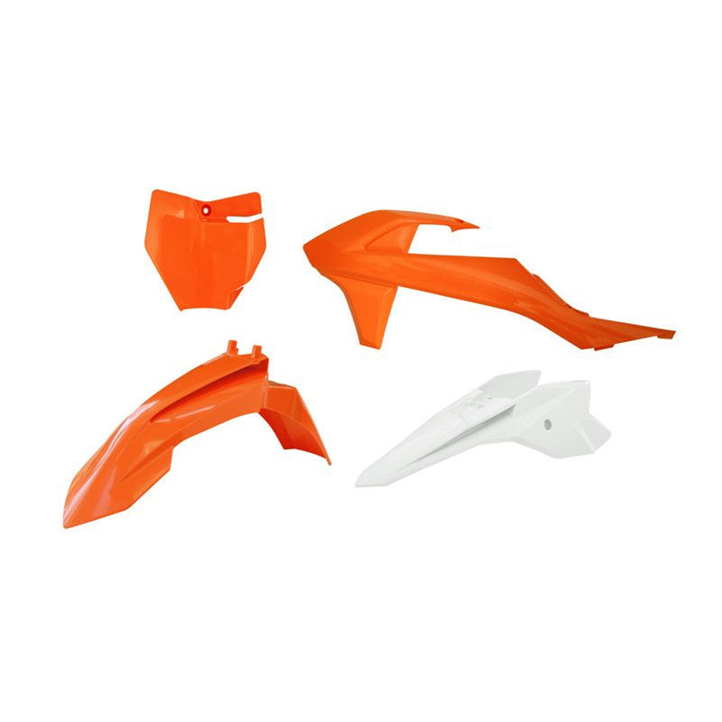 Load image into Gallery viewer, PLASTICS KIT RTECH 4 PIECE ORANGE WHITE KTM SX50 SX-E-3 SX-E-5
