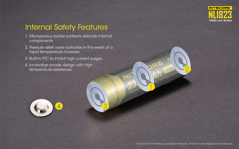 Load image into Gallery viewer, NITECORE LI-ION RECHARGEABLE BATTERY 18650 (3.7v / 2300mAh)
