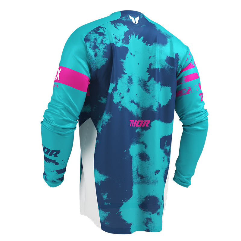 Load image into Gallery viewer, THOR MX JERSEY LAUNCHMODE BLEACH WHITE/AQUA

