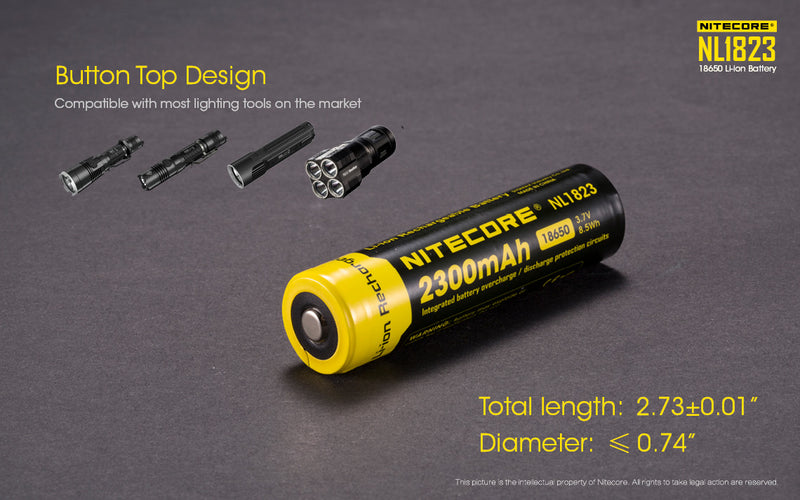 Load image into Gallery viewer, NITECORE LI-ION RECHARGEABLE BATTERY 18650 (3.7v / 2300mAh)

