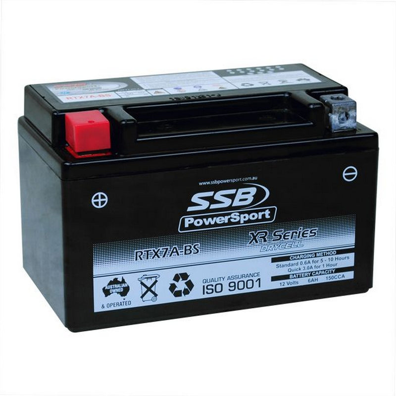 Load image into Gallery viewer, MOTORCYCLE AND POWERSPORTS BATTERY (YTX7A-BS) AGM 12V 6AH 150CCA BY SSB HIGH PERFORMANCE
