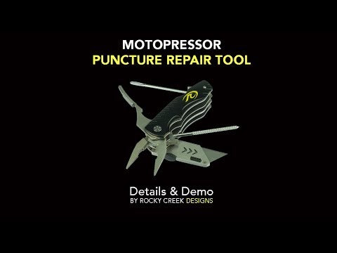 Load and play video in Gallery viewer, Rocky Creek Motopressor Puncture Repair Kit

