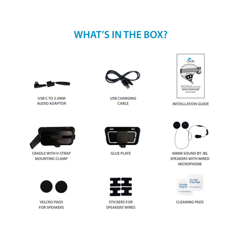 Load image into Gallery viewer, Cardo Packtalk Outdoor 2nd Helmet Kit - Box contents
