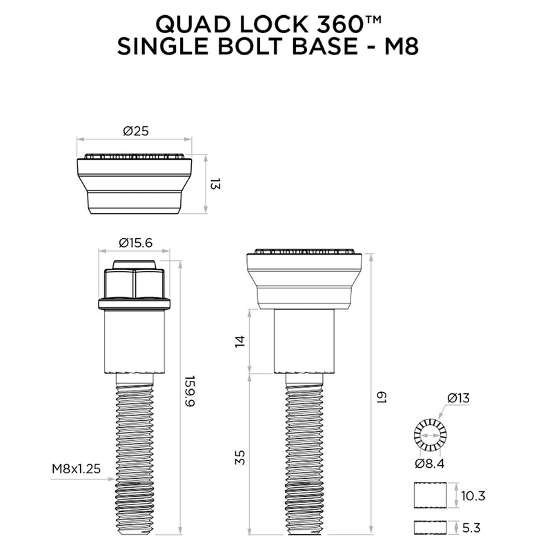 Load image into Gallery viewer, Quad Lock 360 Base - Single Bolt - M8
