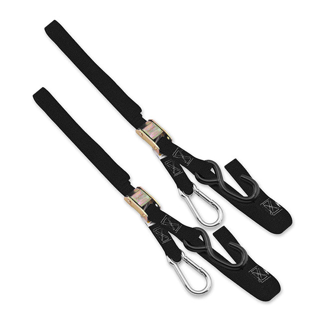 Load image into Gallery viewer, 38mm Tie down black with carabiner end - TIE1CB
